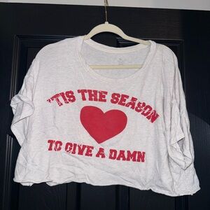 Aerie off white “Tis the season” crop top - XL